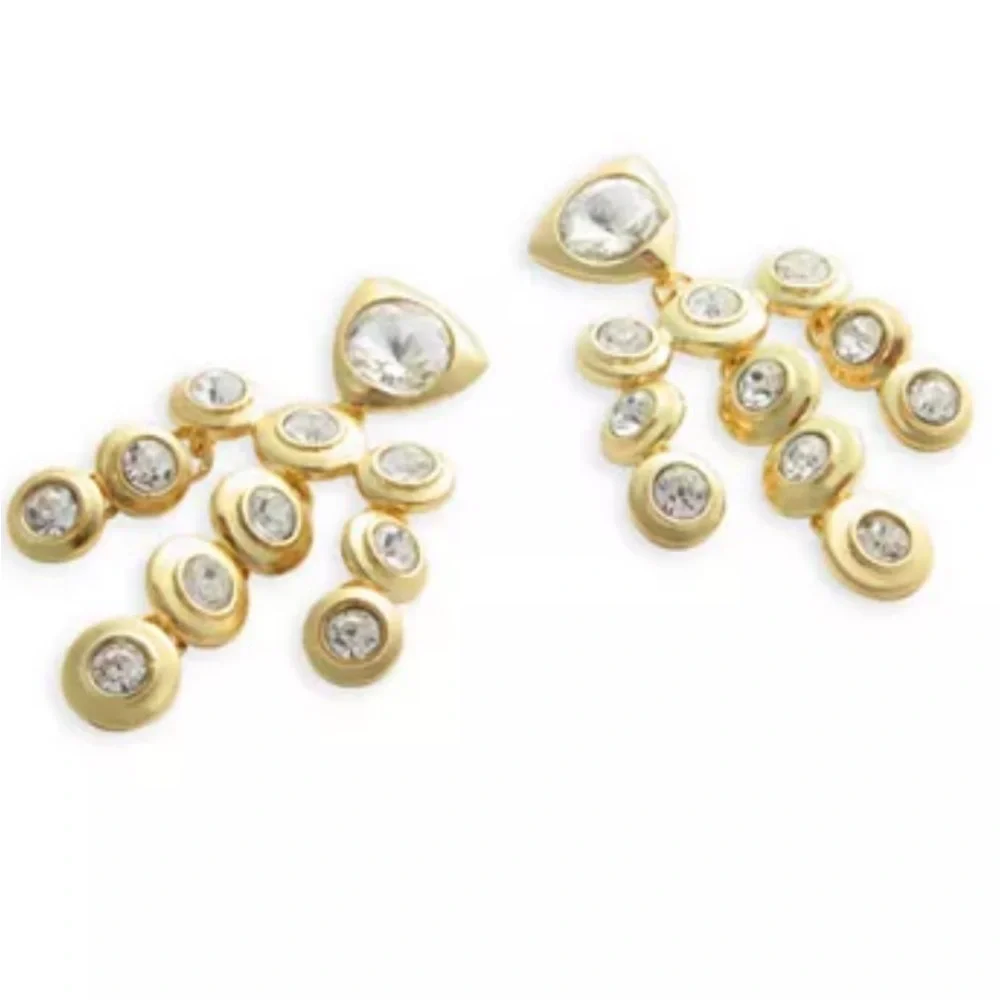 AREA Gold Crystal Chandelier Earrings - Picture 9 of 11